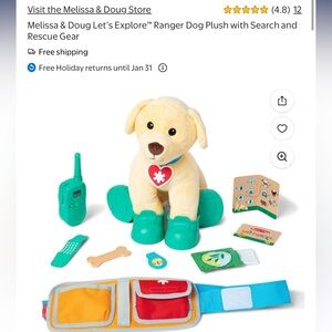 Melissa & Doug Yellow Dog Plush with Green Boots